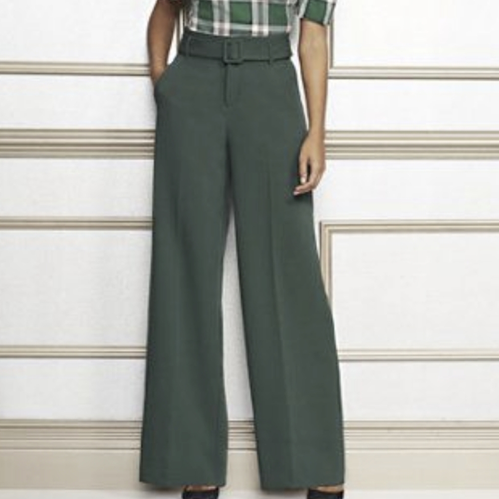 High Waisted Wide Leg Trousers Green